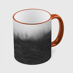 Кружка 3D Туманный лес - туман, цвет: 3D-оранжевый кант