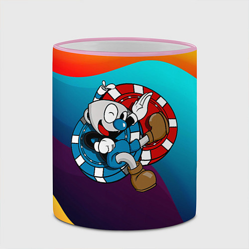 Кружка цветная Cuphead Чашечки / 3D-Розовый кант – фото 2