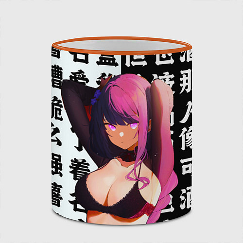 Кружка цветная Баал в купальнике Шогун Райден Геншин Импакт / 3D-Оранжевый кант – фото 2