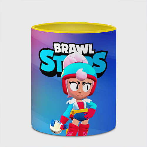 Кружка цветная BrawlStars Janet Джанет / 3D-Белый + желтый – фото 2