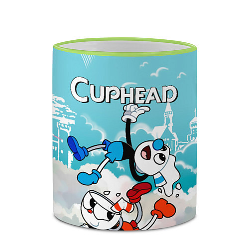 Кружка цветная Cuphead 2 чашечки / 3D-Светло-зеленый кант – фото 2