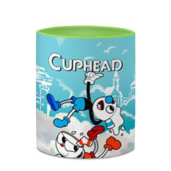 Кружка 3D Cuphead 2 чашечки, цвет: 3D-белый + светло-зеленый — фото 2