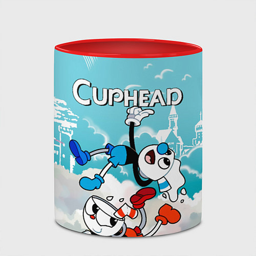 Кружка цветная Cuphead 2 чашечки / 3D-Белый + красный – фото 2