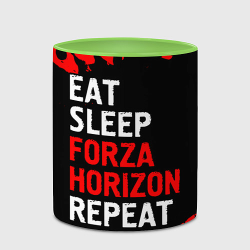 Кружка цветная Eat Sleep Forza Horizon Repeat Краска / 3D-Белый + светло-зеленый – фото 2
