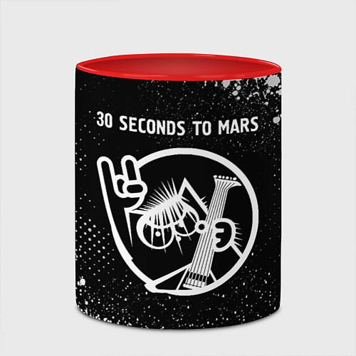 Кружка цветная 30 Seconds to Mars КОТ Краска / 3D-Белый + красный – фото 2
