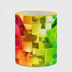 Кружка 3D Геометрический паттерн 3D Neon, цвет: 3D-желтый кант — фото 2