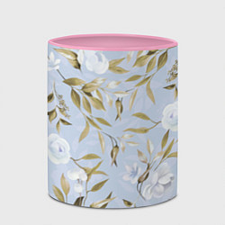 Кружка 3D Цветы Золотые Листья, цвет: 3D-белый + розовый — фото 2