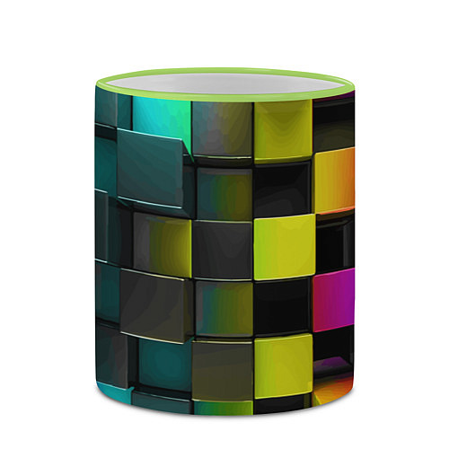 Кружка цветная Colored Geometric 3D pattern / 3D-Светло-зеленый кант – фото 2