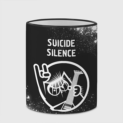 Кружка цветная Suicide Silence - КОТ - Брызги / 3D-Черный кант – фото 2