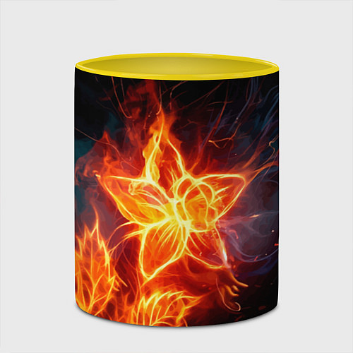 Кружка цветная Flower Neon Fashion 2035 Flame / 3D-Белый + желтый – фото 2