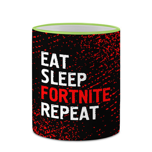 Кружка цветная Eat Sleep Fortnite Repeat Арт / 3D-Светло-зеленый кант – фото 2