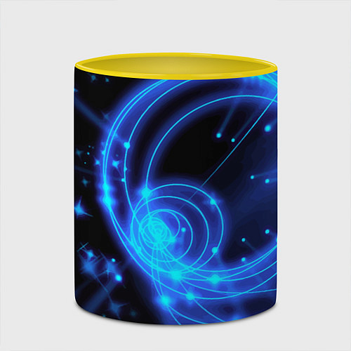 Кружка цветная Неоновый космос Neon space / 3D-Белый + желтый – фото 2