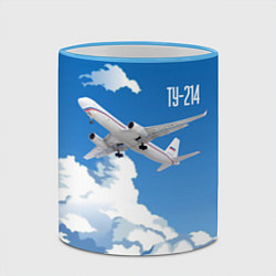 Кружка 3D Самолет Ту-214, цвет: 3D-небесно-голубой кант — фото 2