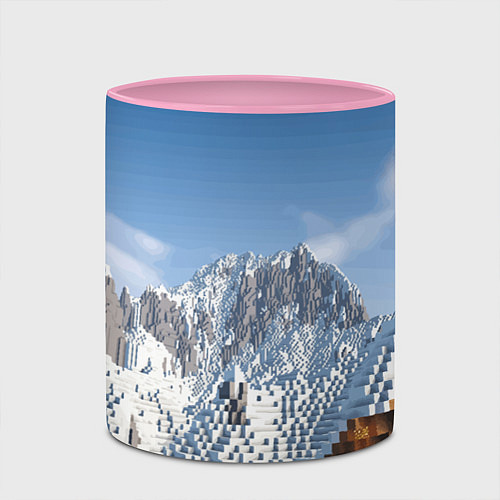 Кружка цветная Minecraft Mountains Video game / 3D-Белый + розовый – фото 2