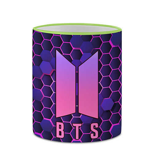 Кружка цветная BTS СОТЫ / 3D-Светло-зеленый кант – фото 2