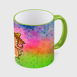Кружка 3D Мексиканский веселый слон, цвет: 3D-светло-зеленый кант