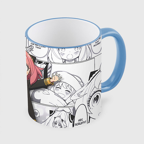 Кружка цветная Семья Шпиона Spy x Family / 3D-Небесно-голубой кант – фото 1