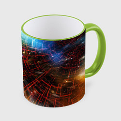 Кружка 3D Portal - Neon Space - туннель из энергетических па, цвет: 3D-светло-зеленый кант
