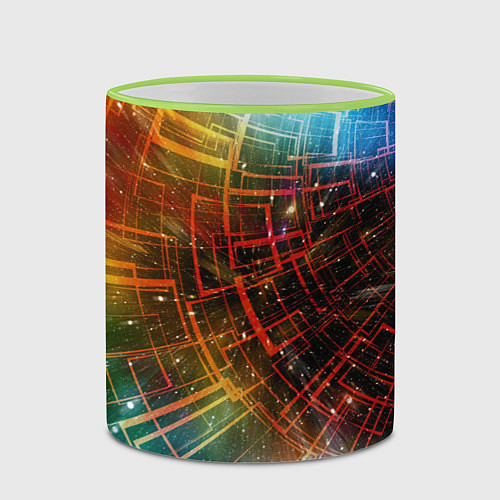 Кружка цветная Portal - Neon Space - туннель из энергетических па / 3D-Светло-зеленый кант – фото 2