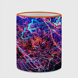 Кружка 3D Красочный неоновый паттерн Импрессионизм, цвет: 3D-оранжевый кант — фото 2