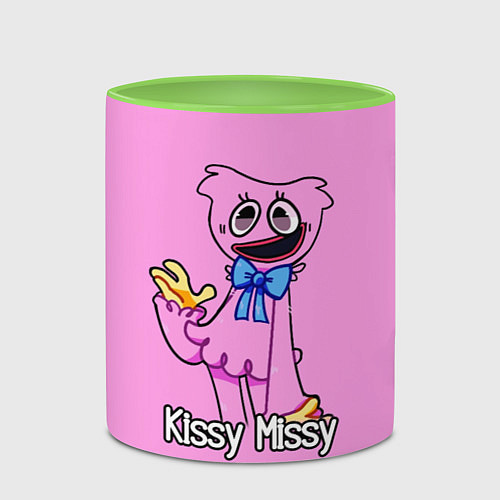 Кружка цветная POPPY PLAYTIME - КИССИ МИССИ МАШЕТ РУКОЙ / 3D-Белый + светло-зеленый – фото 2