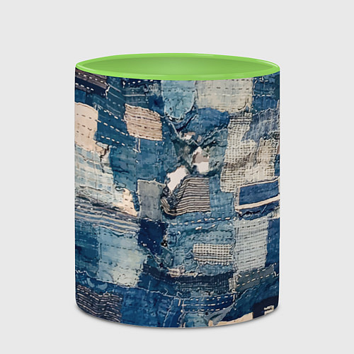 Кружка цветная Patchwork Jeans Осень Зима 2023 / 3D-Белый + светло-зеленый – фото 2