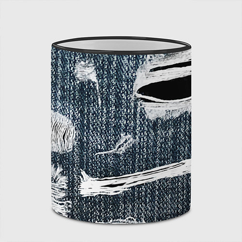 Кружка цветная Джинсовое рваньё Fashion trend / 3D-Черный кант – фото 2