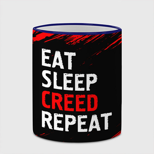 Кружка цветная Eat Sleep Creed Repeat - Краски / 3D-Синий кант – фото 2