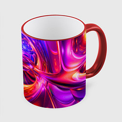 Кружка 3D Abstract color neon composition Абстрактная неонов, цвет: 3D-красный кант