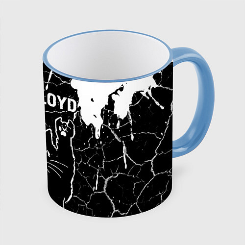 Кружка цветная Pink Floyd Rock Cat / 3D-Небесно-голубой кант – фото 1