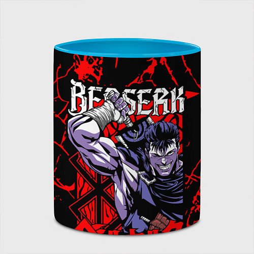 Кружка цветная БЕРСЕРК BERSERK GUTS / 3D-Белый + небесно-голубой – фото 2