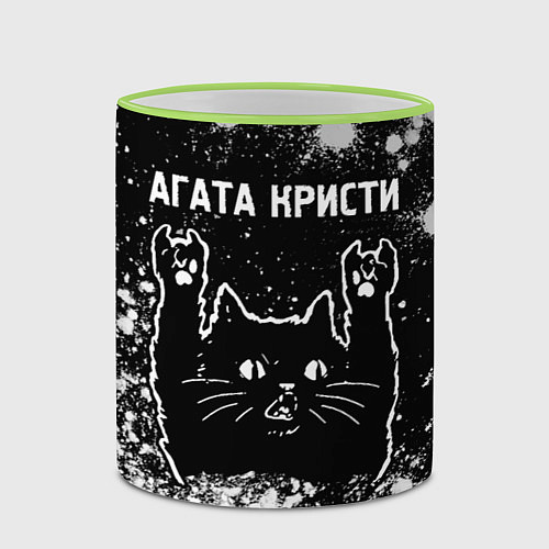 Кружка цветная Агата Кристи Rock Cat FS / 3D-Светло-зеленый кант – фото 2