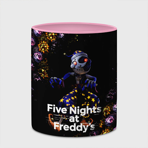 Кружка цветная Five Nights at Freddys Луна паттерн / 3D-Белый + розовый – фото 2