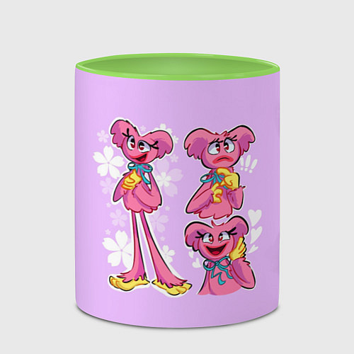 Кружка цветная РАЗНАЯ КИССИ МИССИ KISSY MISSY / 3D-Белый + светло-зеленый – фото 2