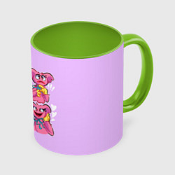 Кружка 3D РАЗНАЯ КИССИ МИССИ KISSY MISSY, цвет: 3D-белый + светло-зеленый