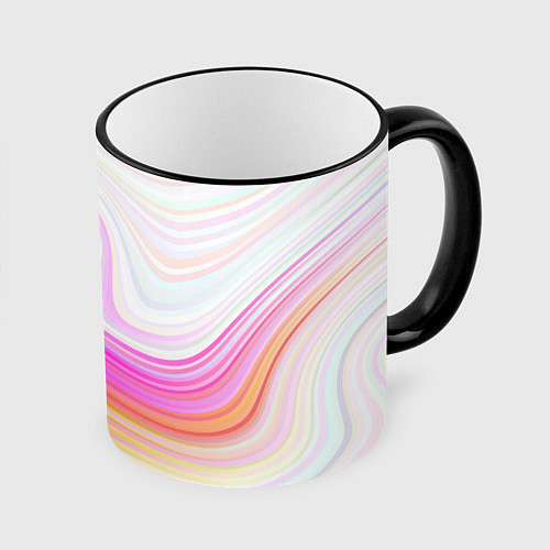 Кружка цветная Abstract gradient lines / 3D-Черный кант – фото 1