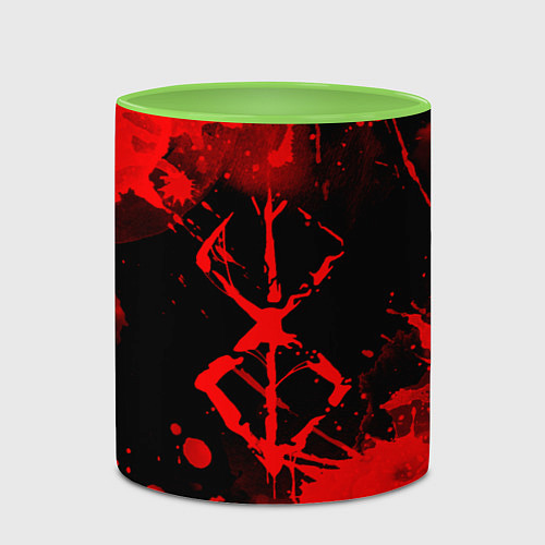 Кружка цветная КЛЕЙМО ЖЕРТВЫ - BERSERKБЕРСЕРК / 3D-Белый + светло-зеленый – фото 2