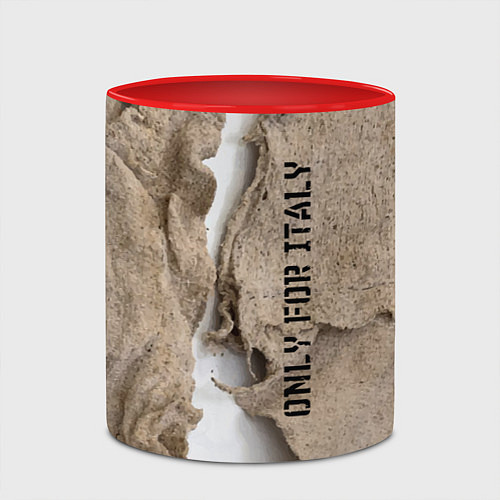 Кружка цветная Только для Италии Мешковина Рваньё Only for Italy / 3D-Белый + красный – фото 2