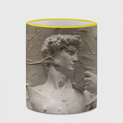 Кружка цветная Микеланджело Буонарроти Давид Пост-арт Michelangel / 3D-Желтый кант – фото 2