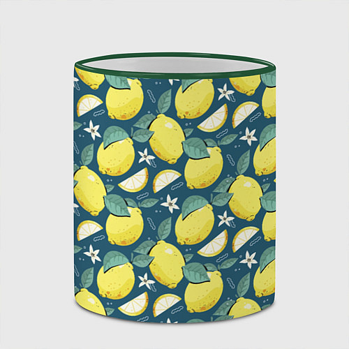 Кружка цветная Cute lemon pattern / 3D-Зеленый кант – фото 2