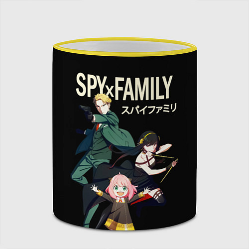 Кружка цветная SPY FAMILY Семья Шпиона, персонажи / 3D-Желтый кант – фото 2