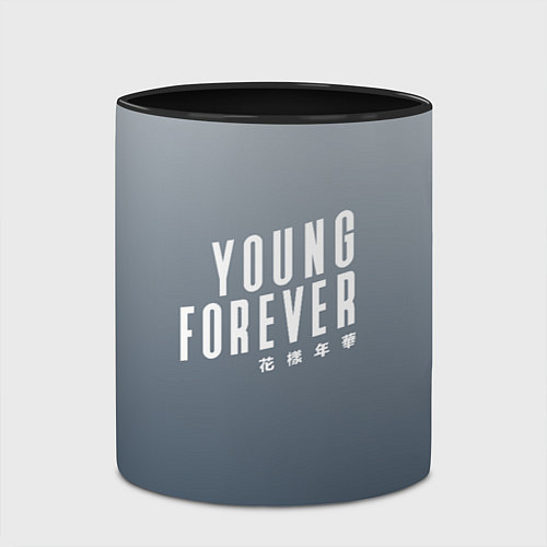 Кружка цветная Навечно молодой Young forever / 3D-Белый + черный – фото 2