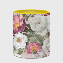 Кружка 3D Цветы Розовый Сад Пион и Роз, цвет: 3D-белый + желтый — фото 2