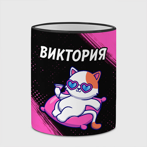 Кружка цветная Виктория КОШЕЧКА Краски / 3D-Черный кант – фото 2