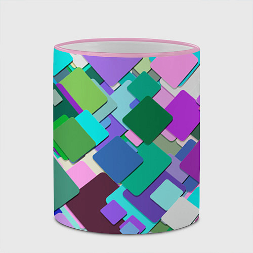 Кружка цветная MULTICOLORED SQUARES / 3D-Розовый кант – фото 2