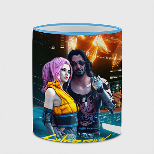Кружка цветная Cyberpunk2077 Johnny Vi girl / 3D-Небесно-голубой кант – фото 2