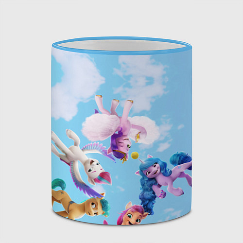 Кружка цветная My Little Pony летают в облаках / 3D-Небесно-голубой кант – фото 2