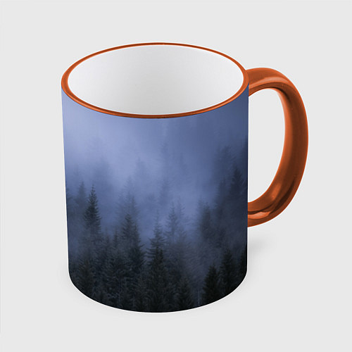 Кружка цветная Лес в ночи / 3D-Оранжевый кант – фото 1
