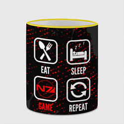 Кружка 3D Eat, Sleep, Mass Effect, Repeat, цвет: 3D-желтый кант — фото 2