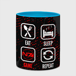 Кружка 3D Eat, Sleep, Mass Effect, Repeat, цвет: 3D-белый + небесно-голубой — фото 2